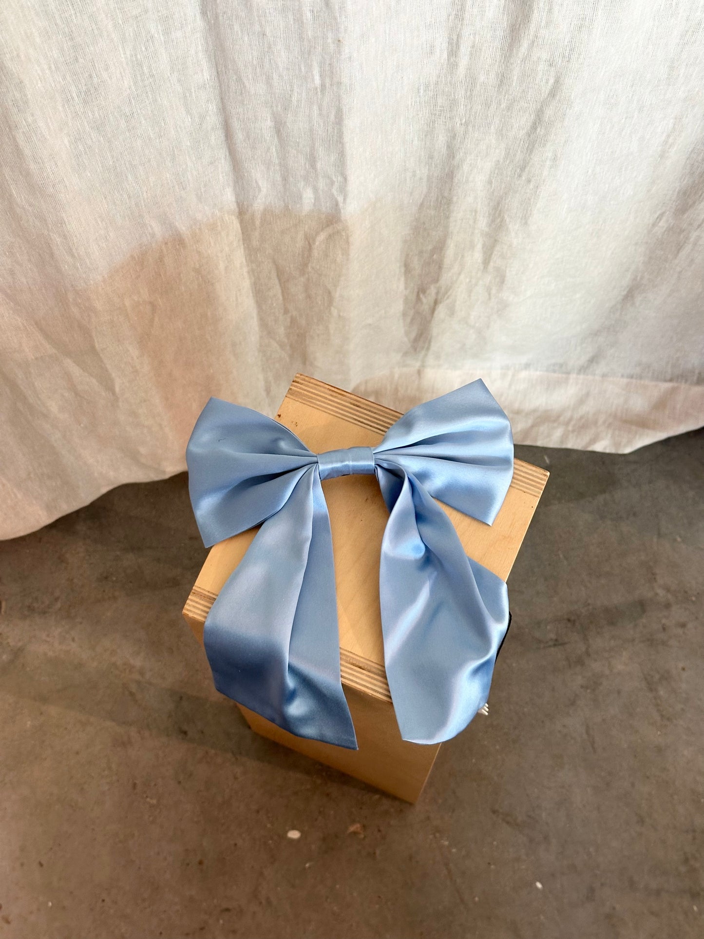 Silk Bow Barrette in Blue