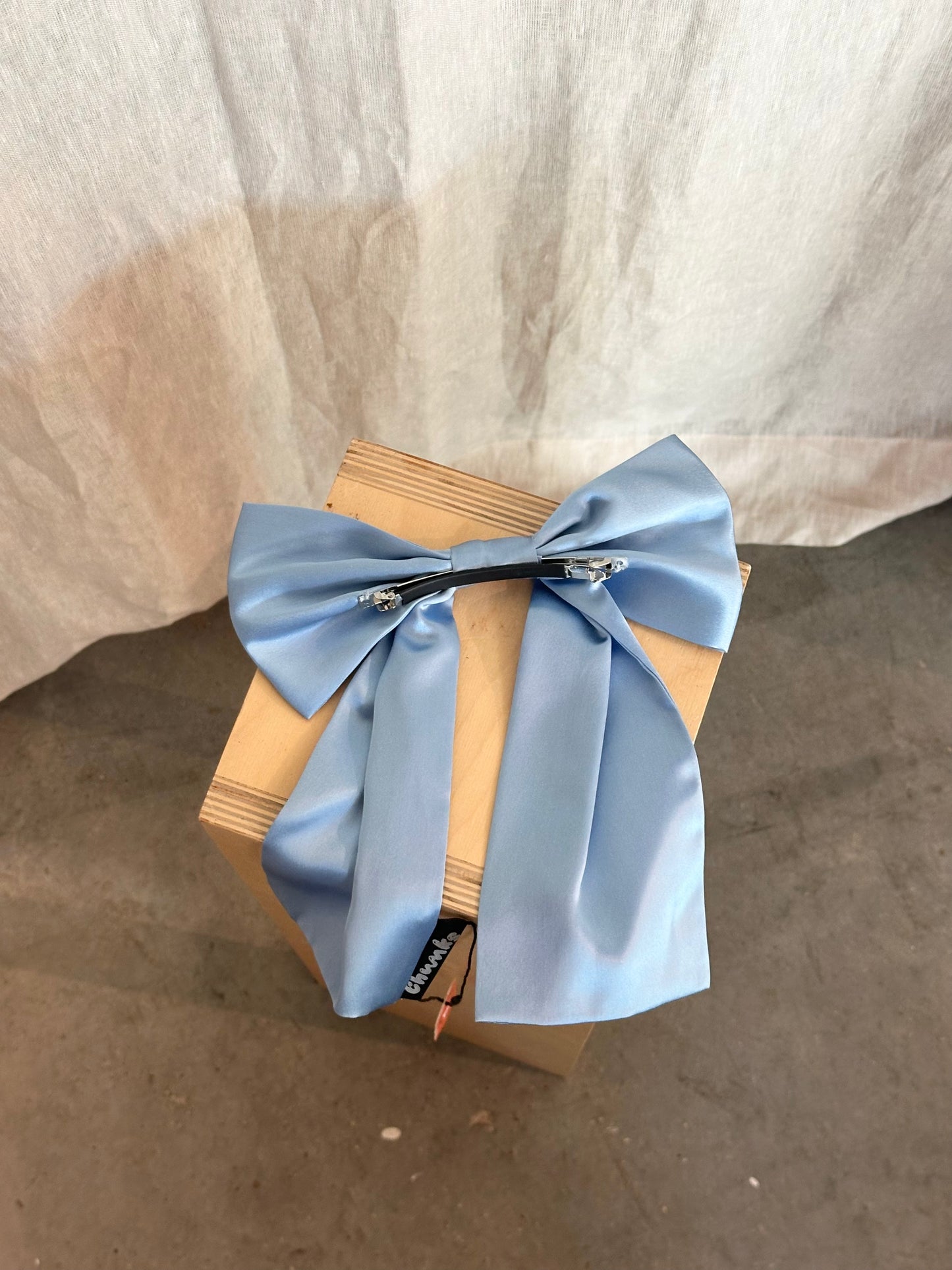 Silk Bow Barrette in Blue