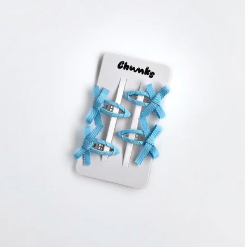 Bow Snap Clips in Baby Blue