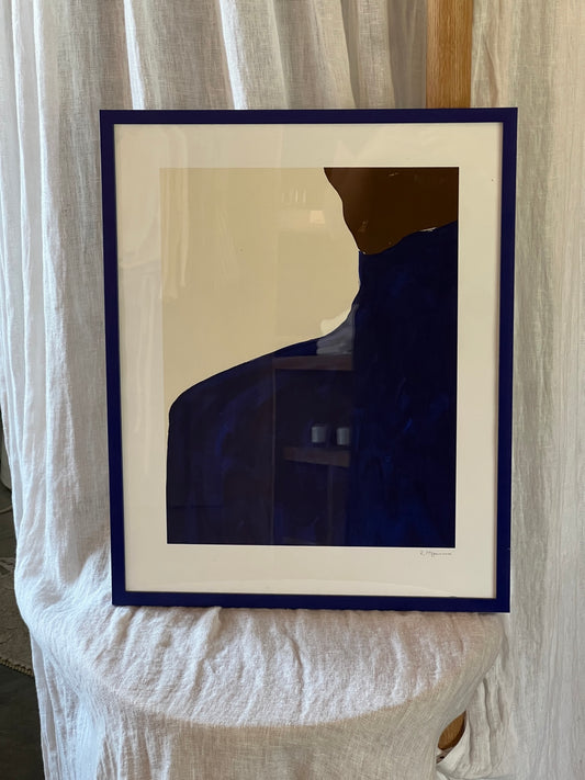 Blue Skirt Brown Jumper - Framed Art Print