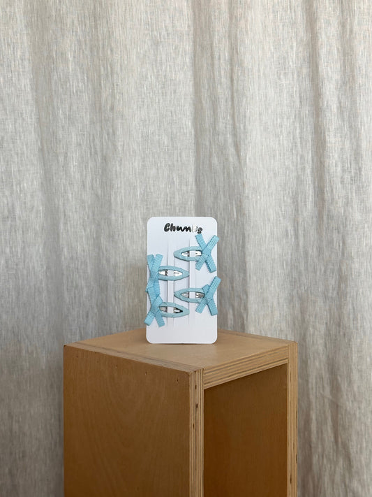 Bow Snap Clips in Baby Blue