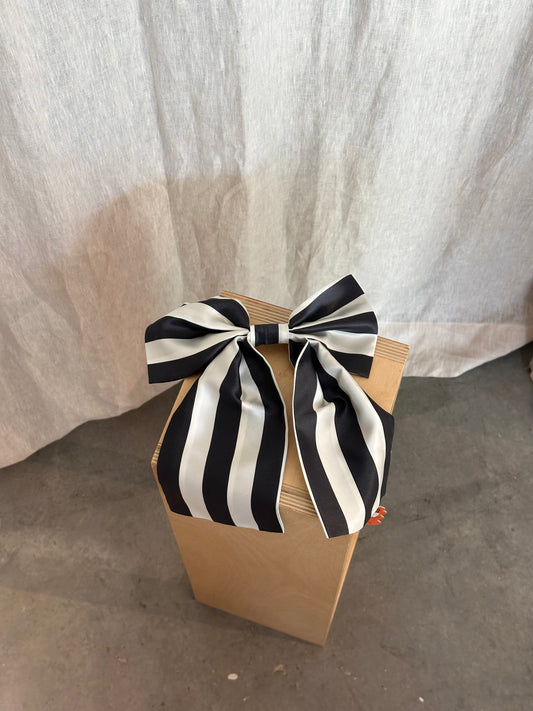Silk Bow Barrette in Stripes