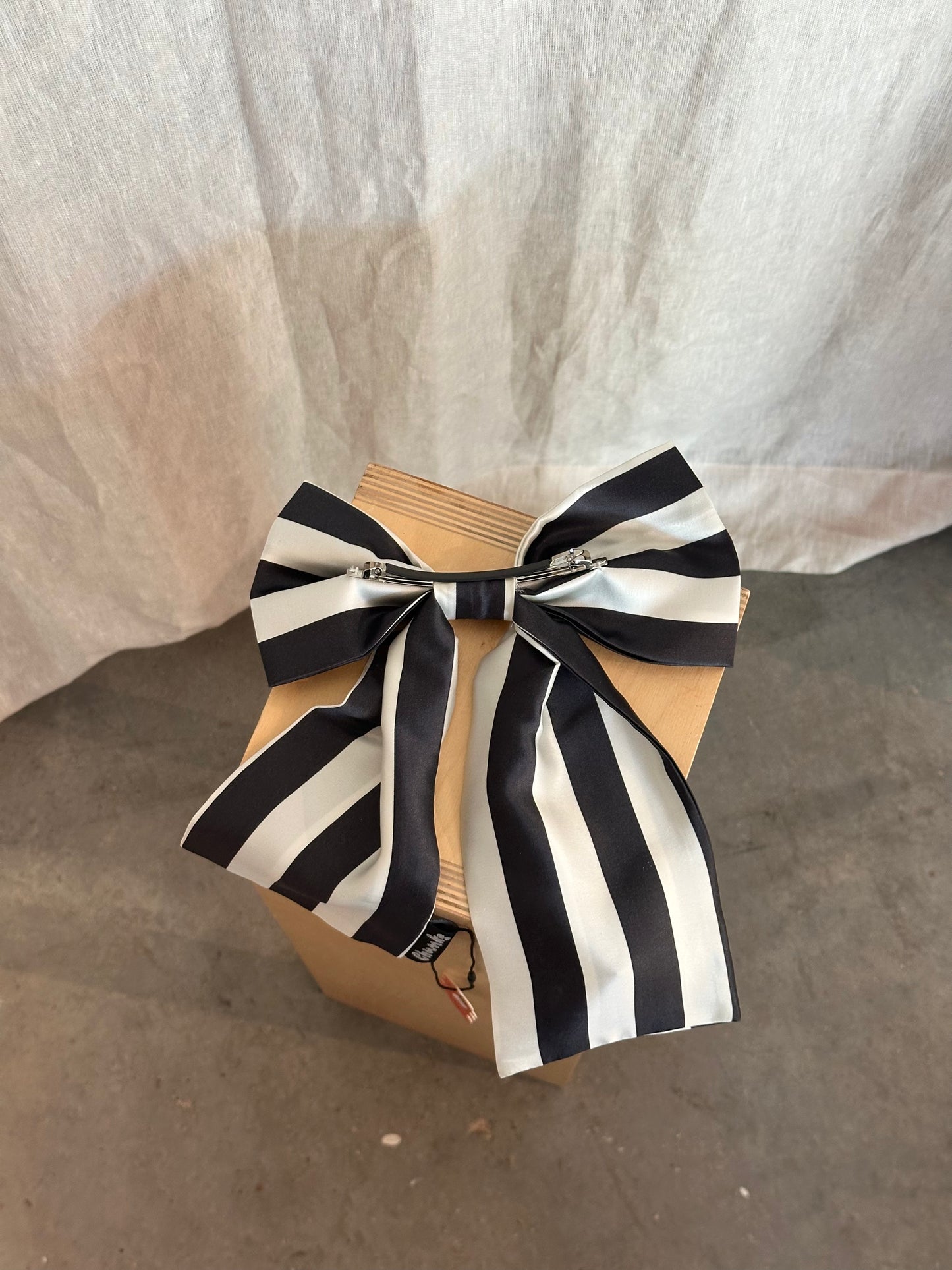 Silk Bow Barrette in Stripes