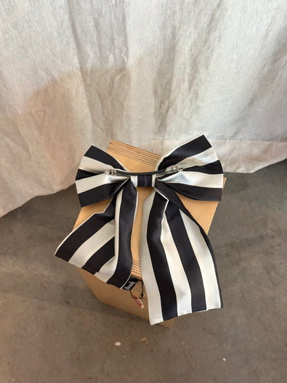 Silk Bow Barrette in Stripes