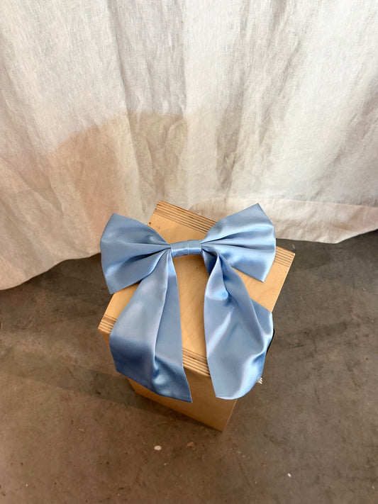 Silk Bow Barrette in Blue