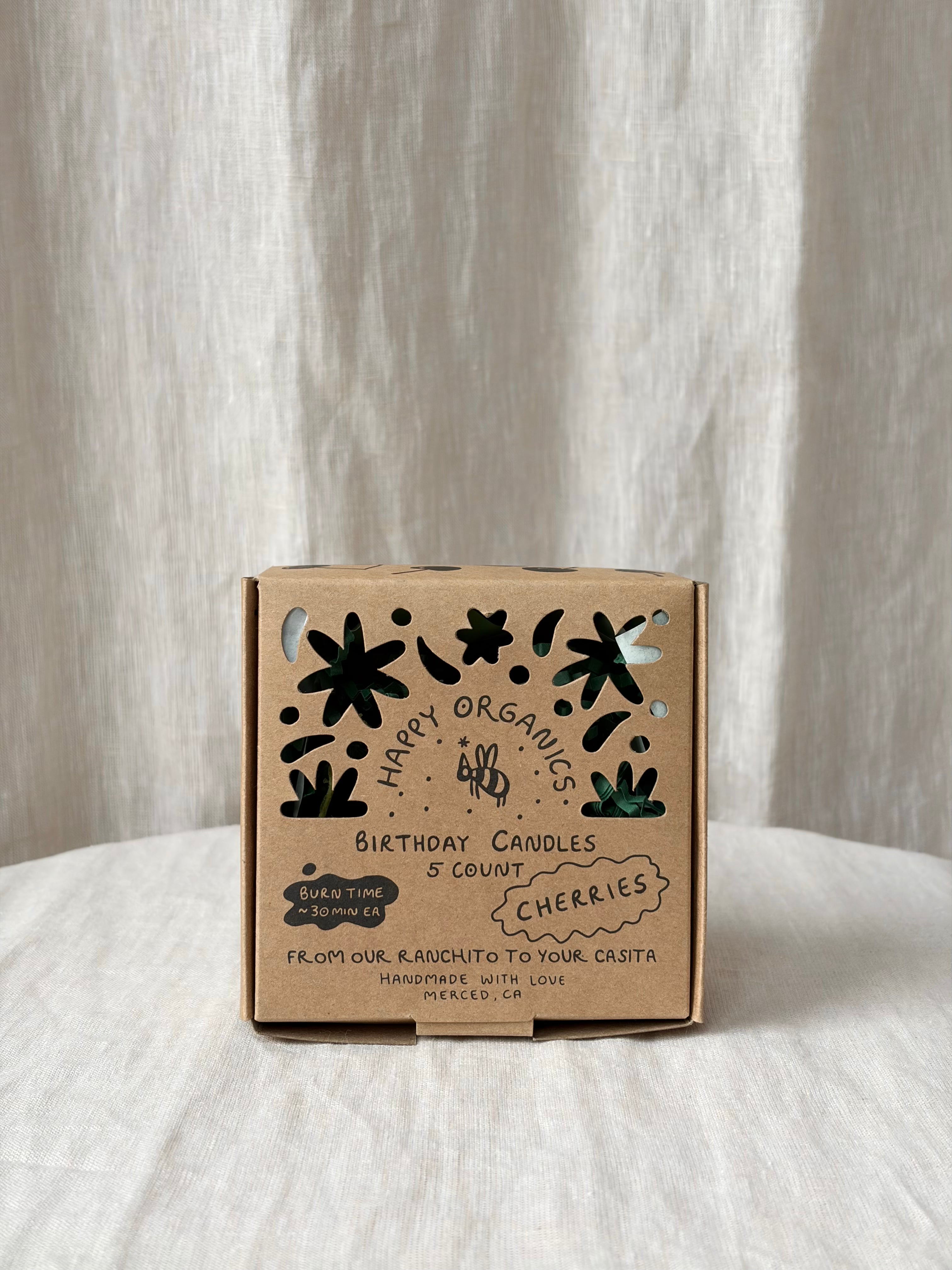 Cherry Beeswax Birthday Candles