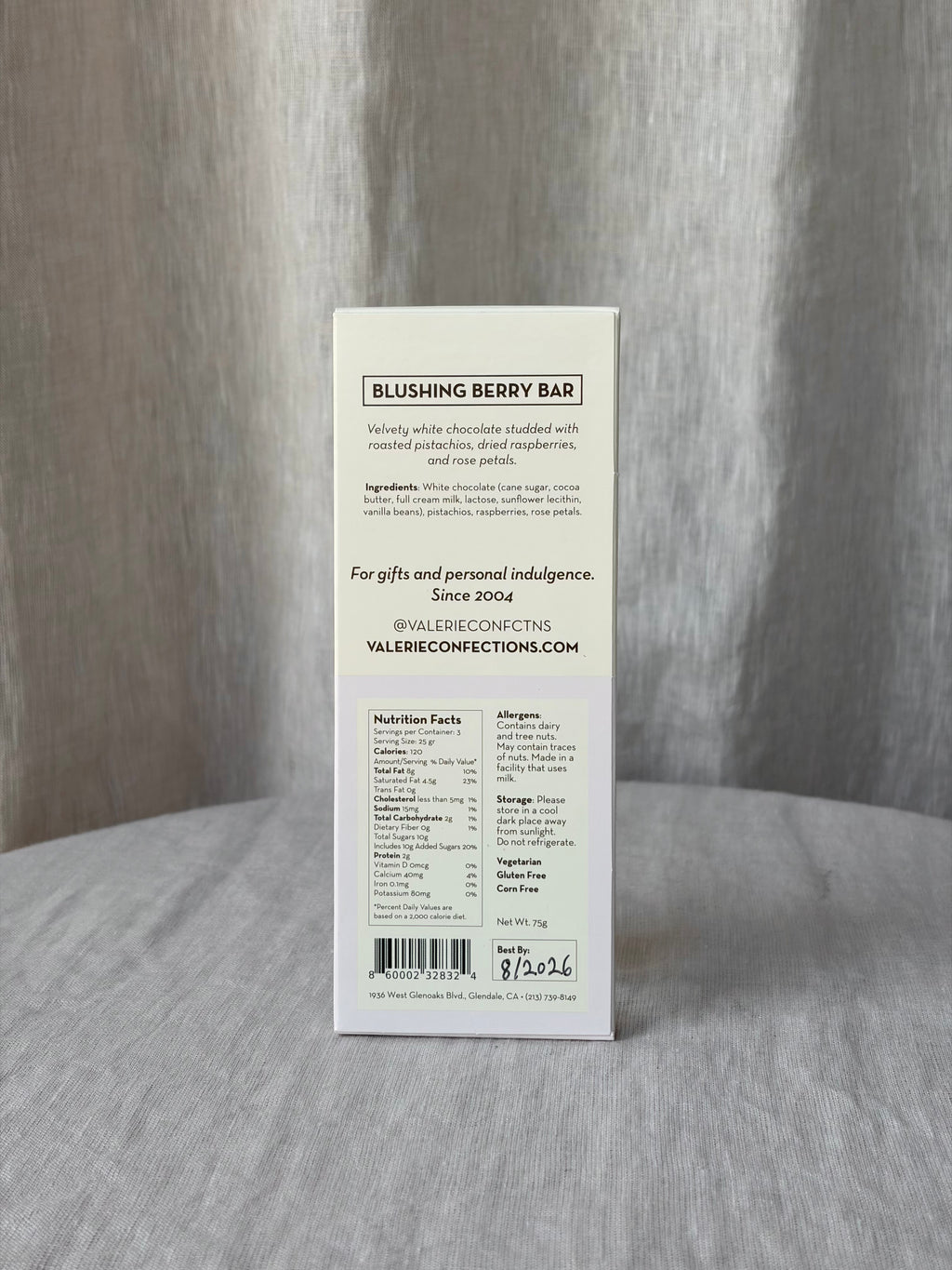 Blushing Berry Chocolate Bar - White Chocolate with Pistachio & Rose