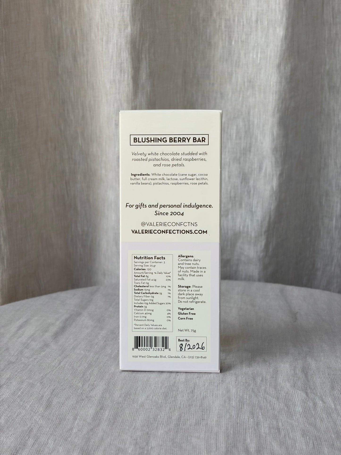 Blushing Berry Chocolate Bar - White Chocolate with Pistachio & Rose