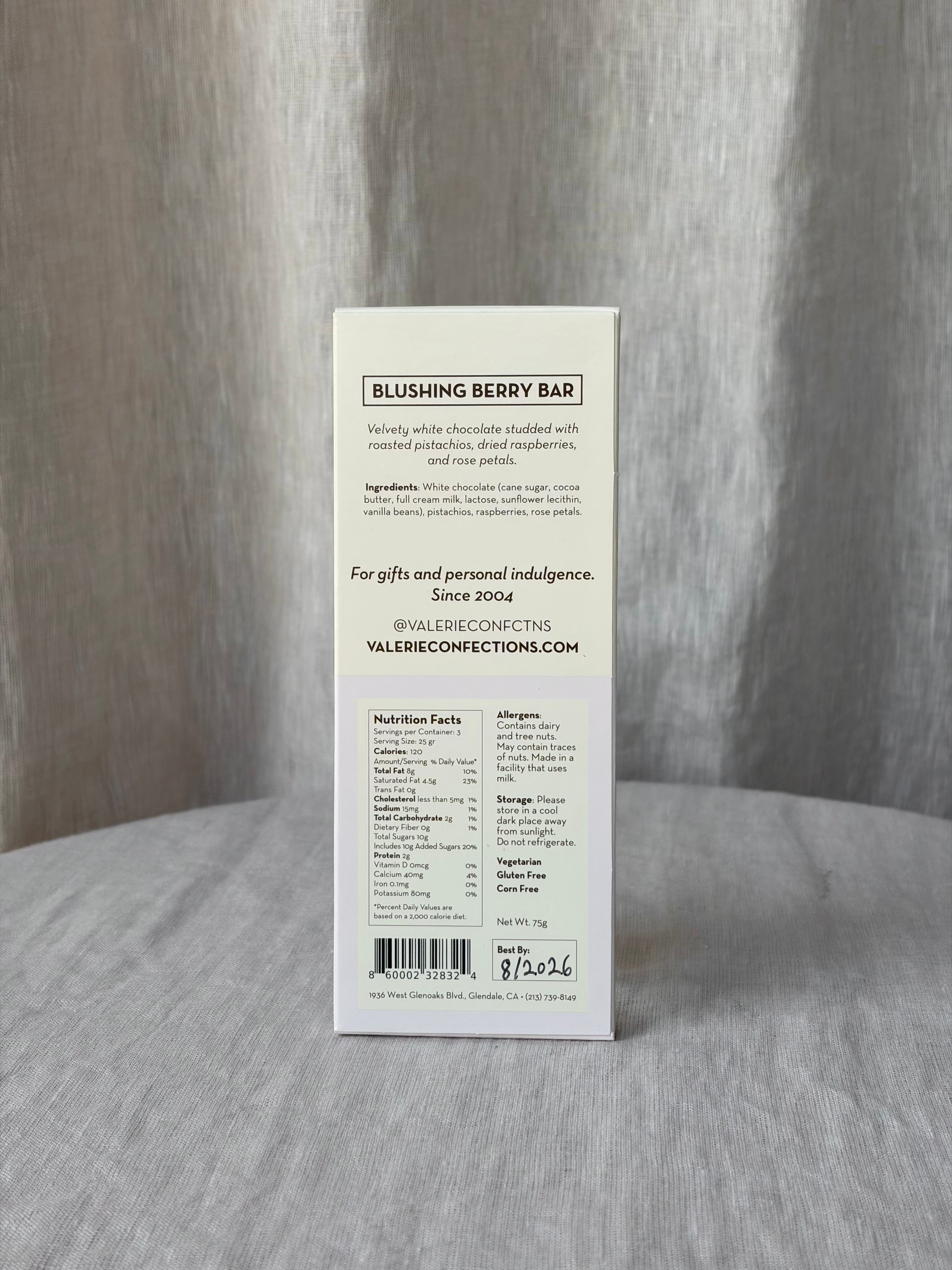 Blushing Berry Chocolate Bar - White Chocolate with Pistachio & Rose