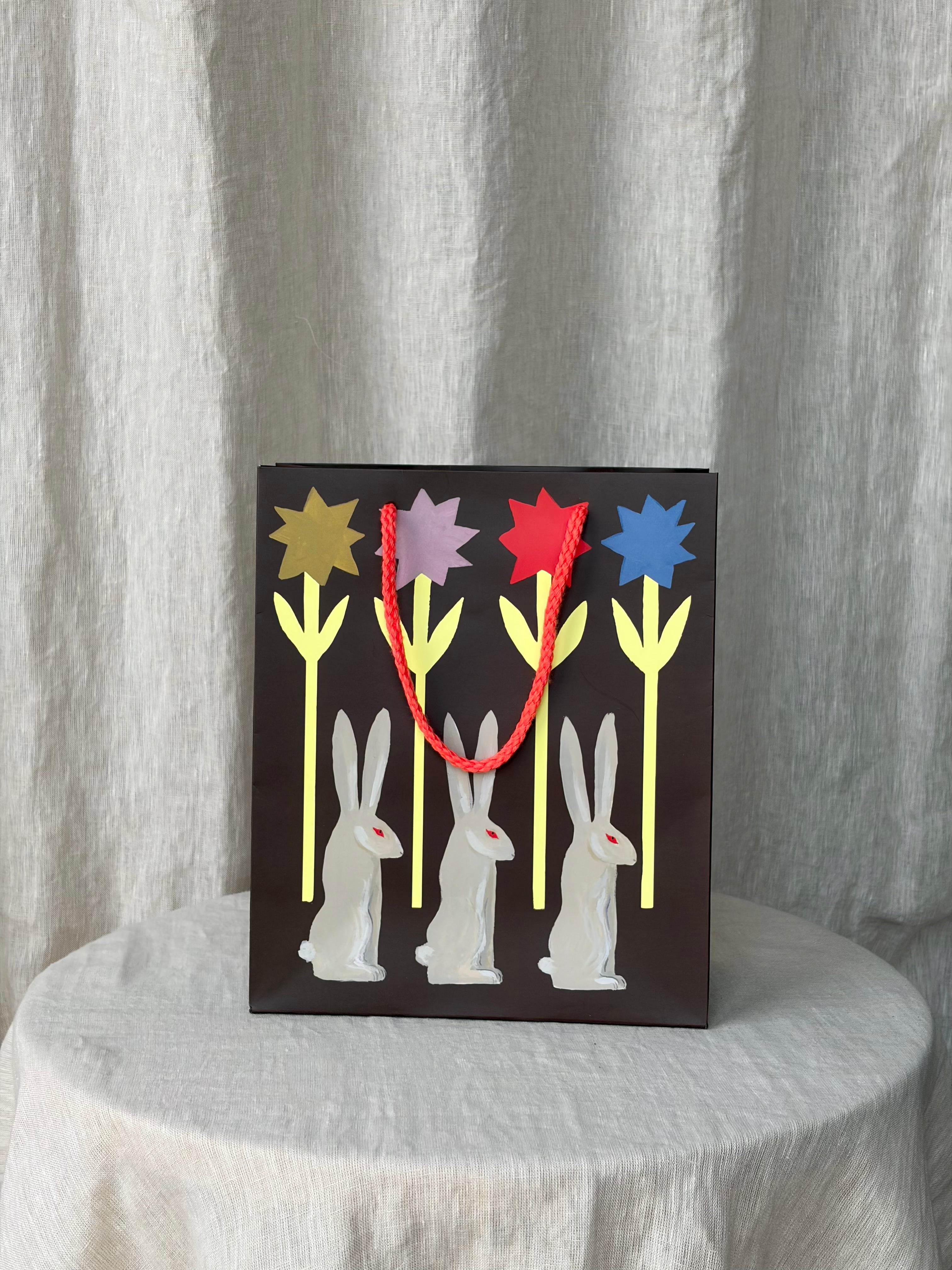 Rabbit and Flowers Gift bag - Medium