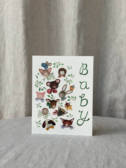 Pink Noses Baby Greeting Card