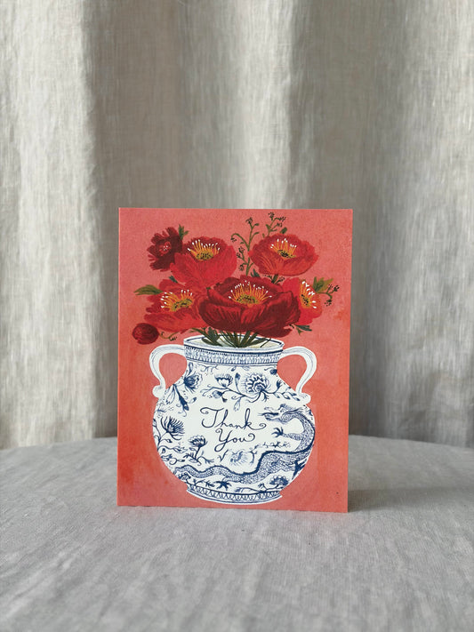 Dragon Vase Thank You Greeting Card