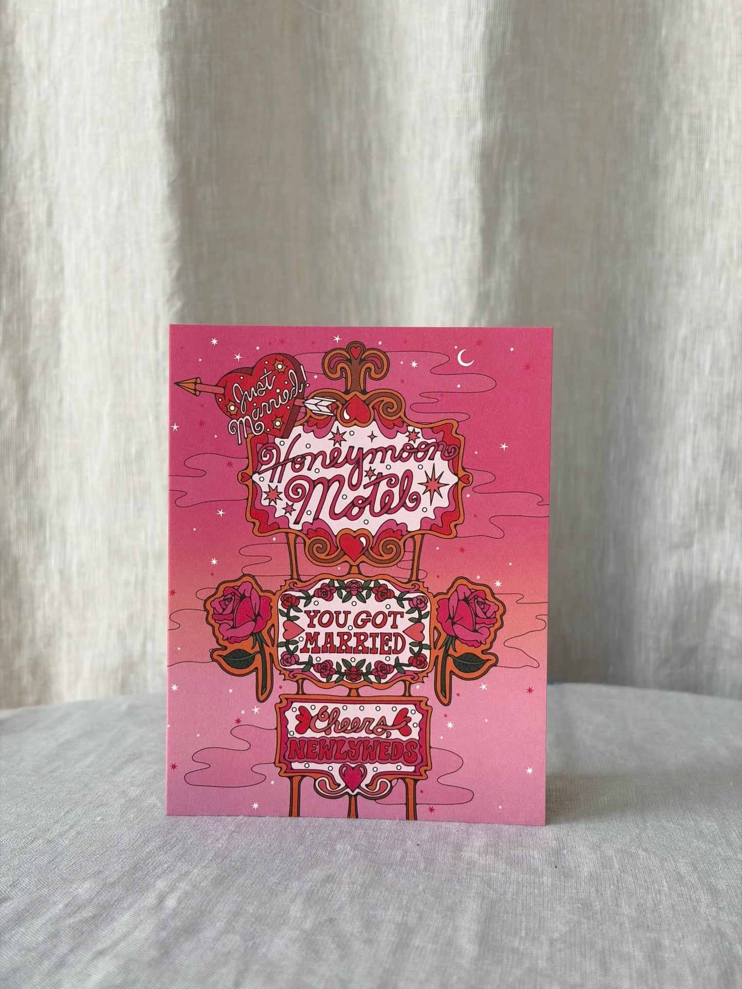 Honeymoon Motel Wedding Greeting Card