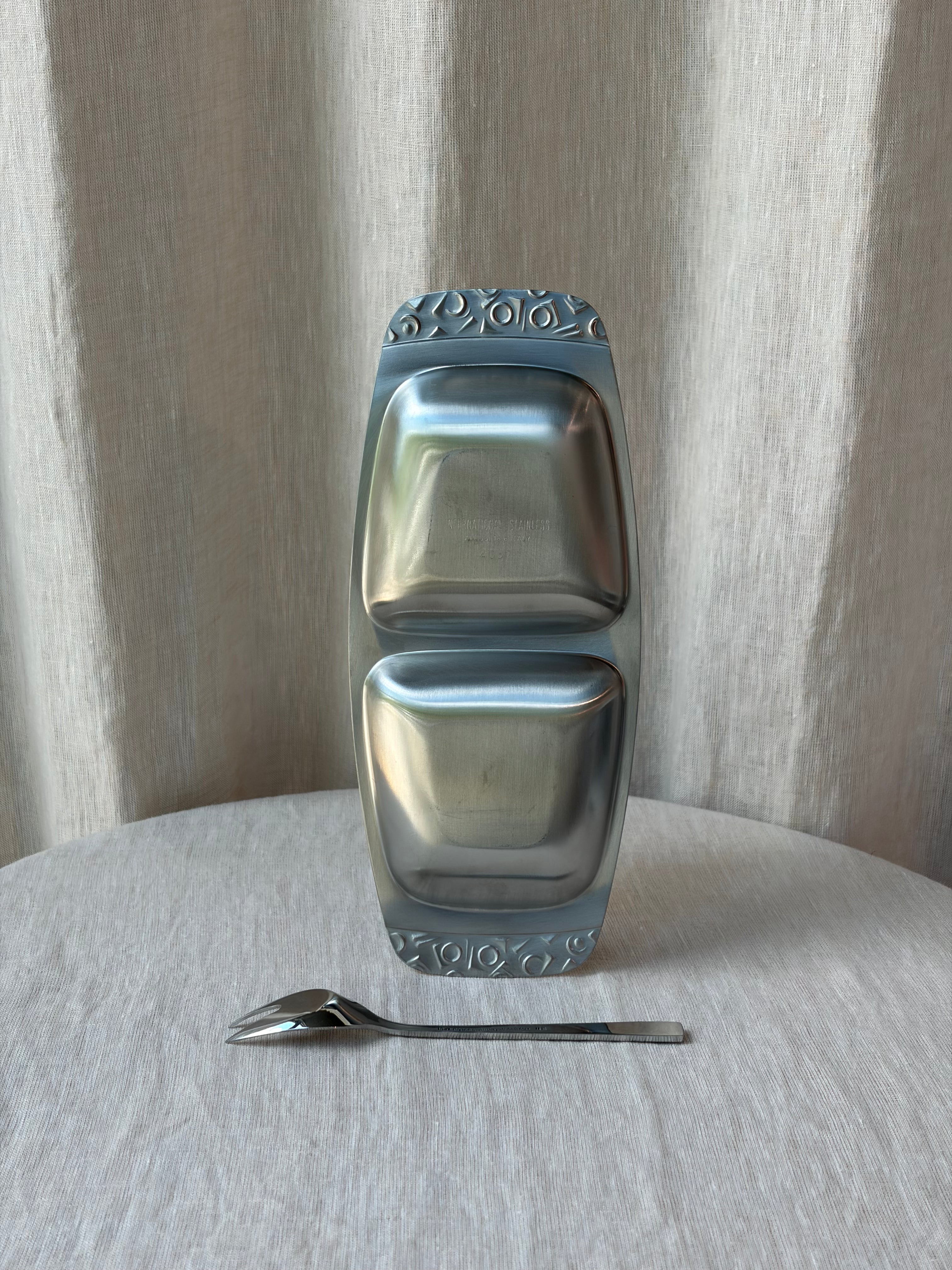 Chrome Dual Sauce Serving Tray