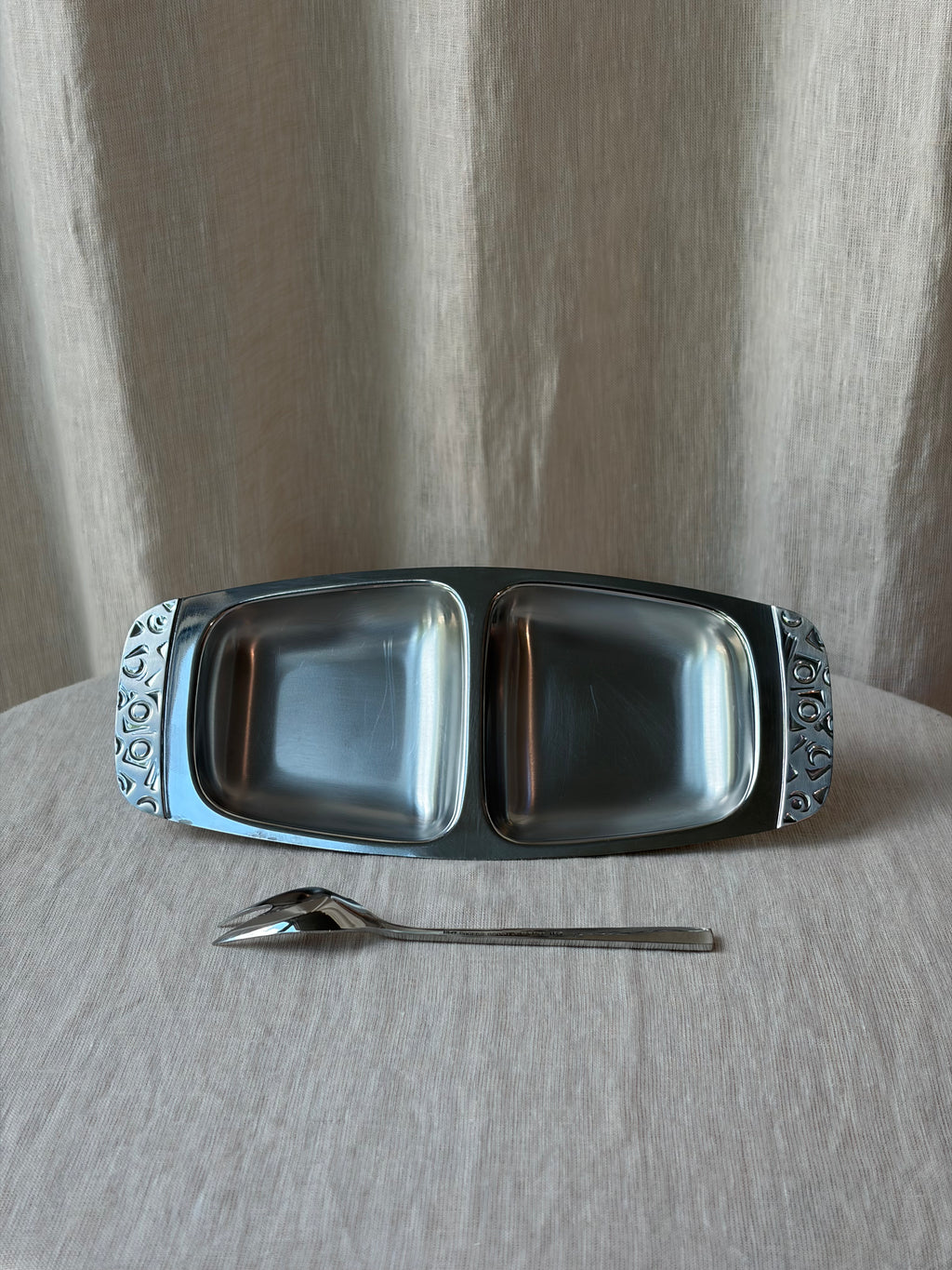 Chrome Dual Sauce Serving Tray