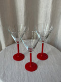 Martini Glasses Red Handle (Set of 3)
