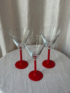 Martini Glasses Red Handle (Set of 3)