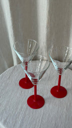 Martini Glasses Red Handle (Set of 3)