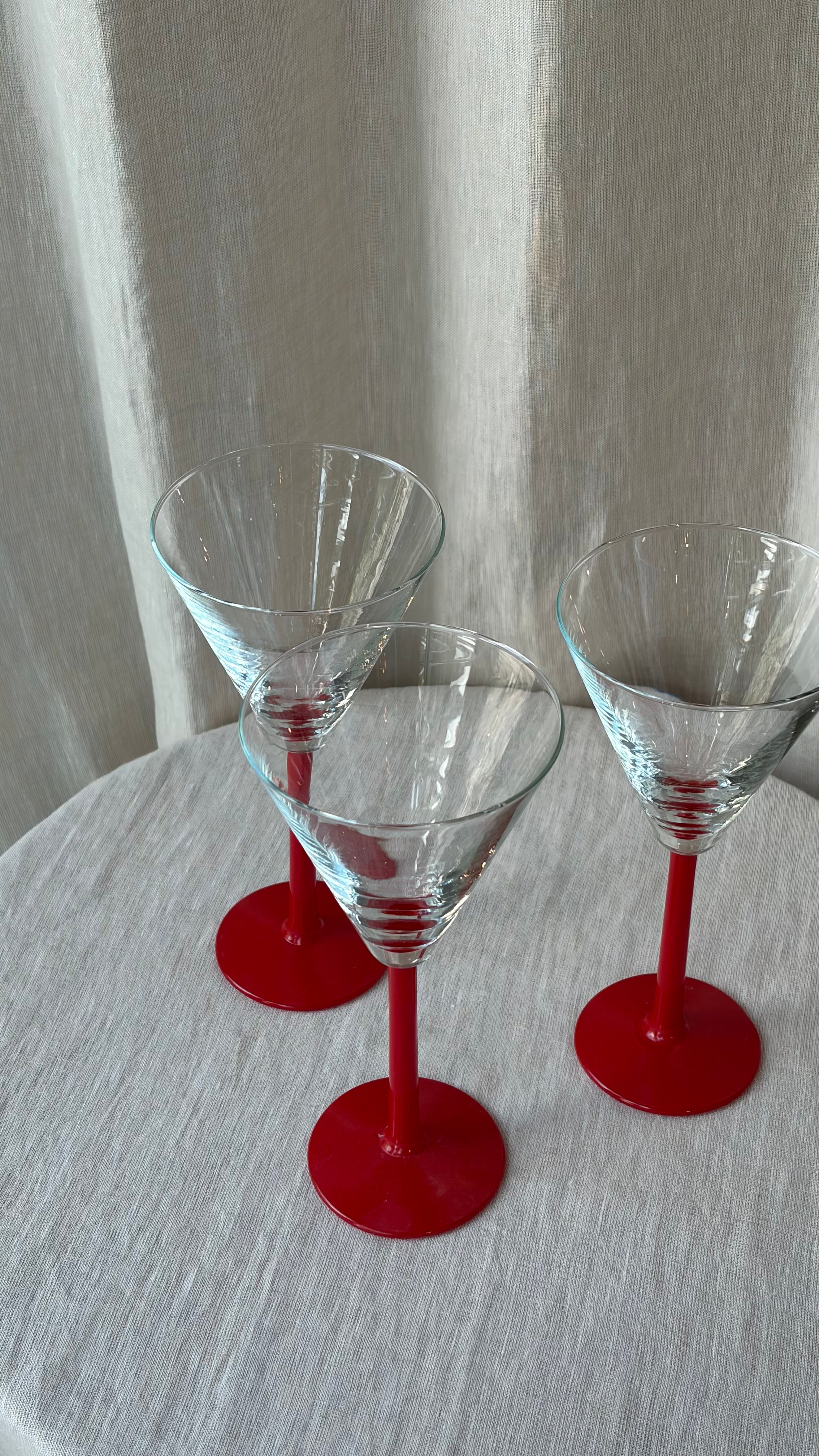 Martini Glasses Red Handle (Set of 3)