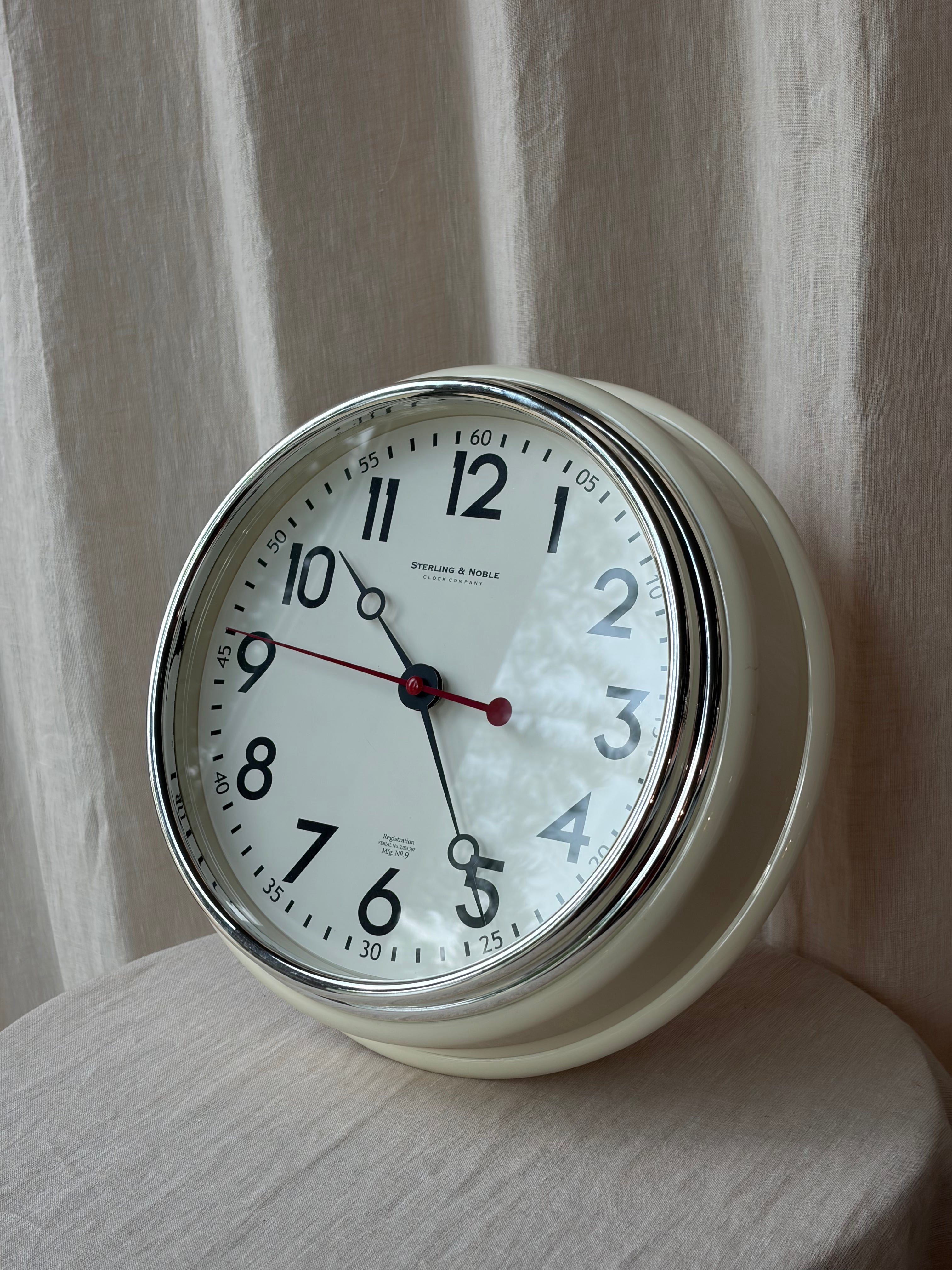Sterling & Noble Cream Clock
