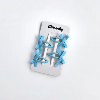 Bow Snap Clips in Baby Blue