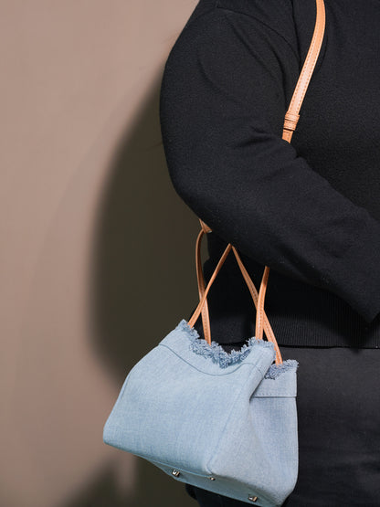 Square Tote Purse - Light Denim