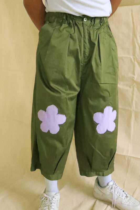 Flower Power Trousers - Olive