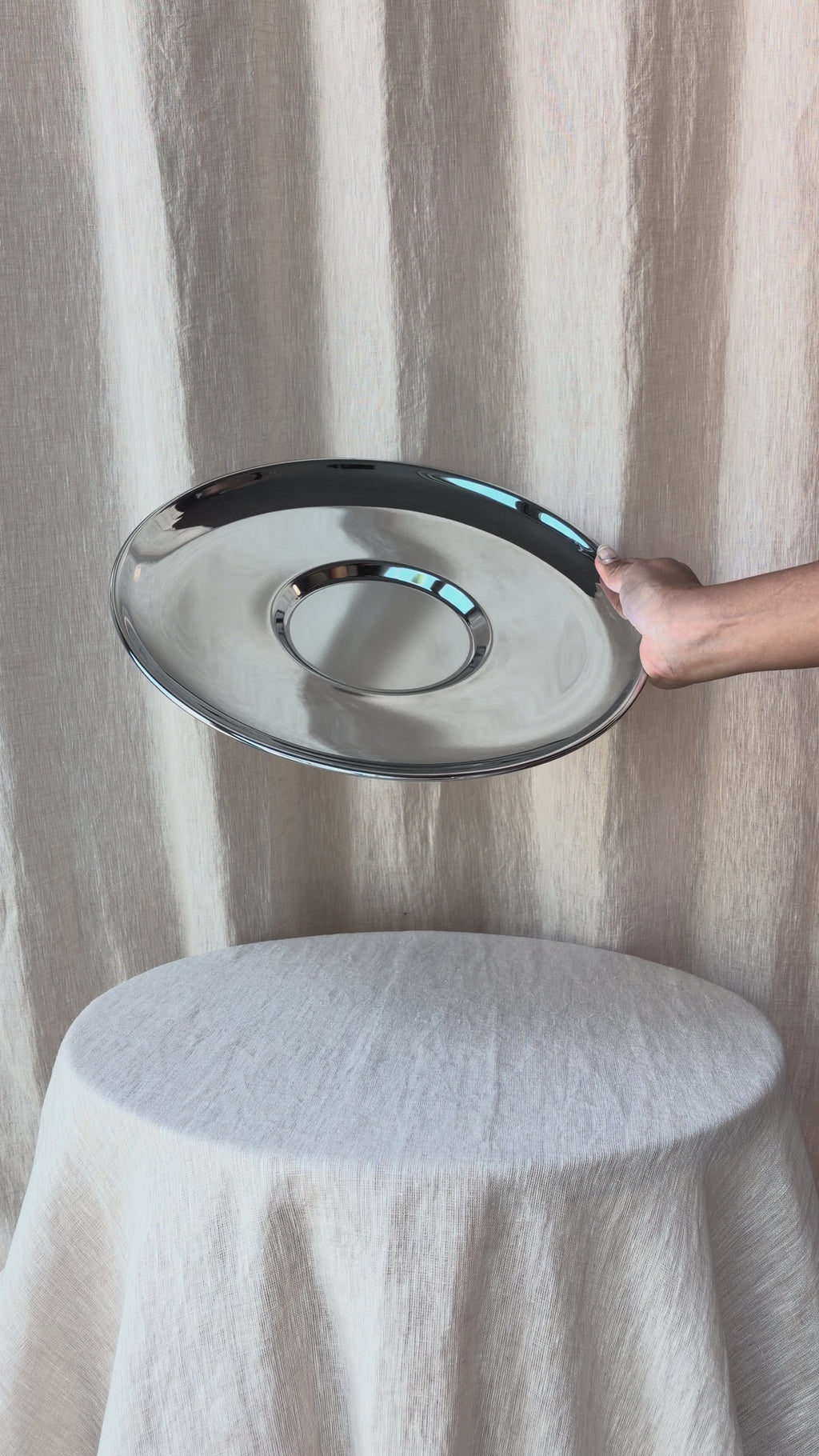 Circular Chrome Serving Tray