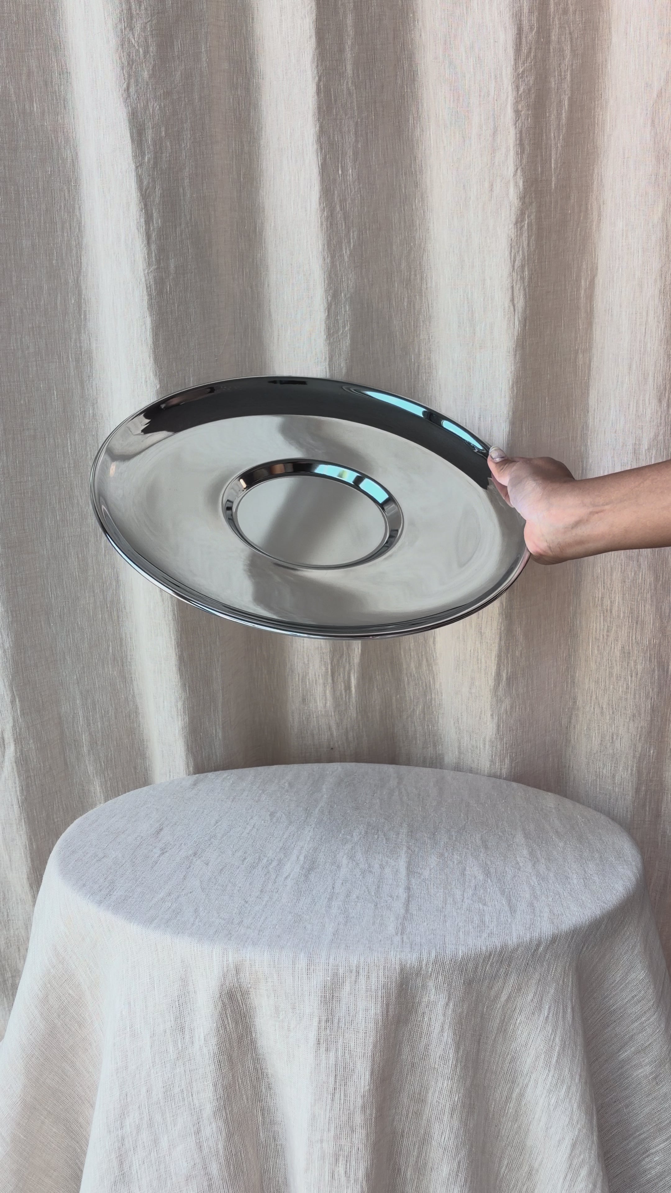 Circular Chrome Serving Tray