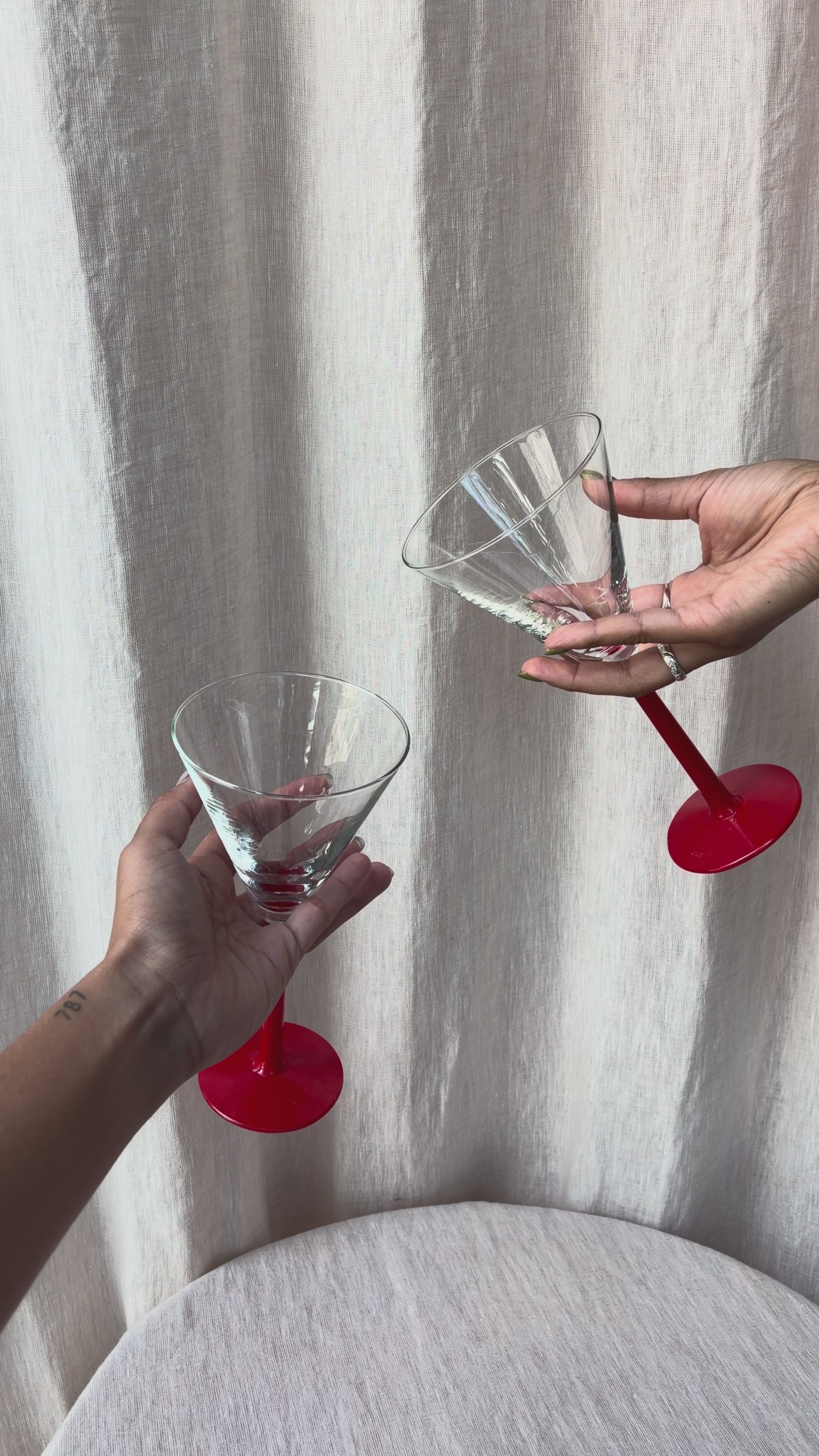 Martini Glasses Red Handle (Set of 3)